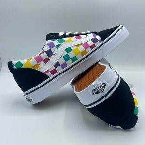 NWOT Rainbow Checkerboard Ward Low Vans (never worn!!)